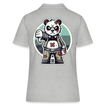 Panda zombie usé avec les pouces vers le bas - Polo Femme - gris chiné - Dos - Ailine (174cm)