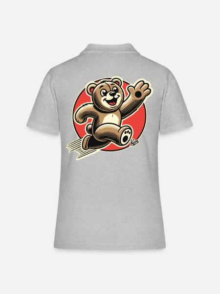 Drôle d’ours, courant heureux ours en peluche - Polo Femme - gris chiné