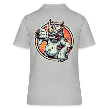 Rhinocéros zombie insatisfait et pouce vers le bas - Polo Femme - gris chiné - Dos - Ailine (174cm)