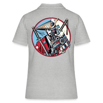 Samurai-Ronin oder Mecha-Shogun - Frauen Polo Shirt - Grau meliert - Hinten - Ailine (174cm)