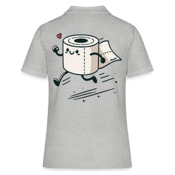 Schnelles Notfall-Toilettenpapier - Frauen Polo Shirt - Grau meliert - Hinten - Ailine (174cm)