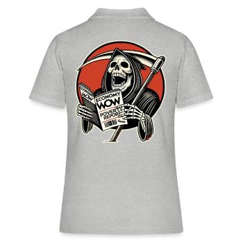 Grim Reaper lit un magazine d’affaires et rit - Polo Femme - gris chiné - Dos - Ailine (174cm)