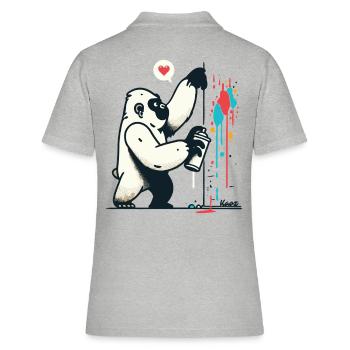 Graffiti-Gorilla mit Spraydose - Frauen Polo Shirt - Grau meliert - Hinten - Ailine (174cm)