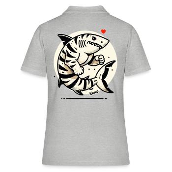 Muskulöser Tigerhai: Hai Kraftpaket der Meere - Frauen Polo Shirt - Grau meliert - Hinten - Ailine (174cm)