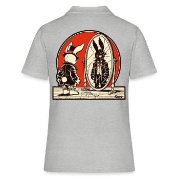 Düsterer Hase vor zerbrochenem Spiegel - Frauen Polo Shirt - Grau meliert - Hinten - Ailine (174cm)