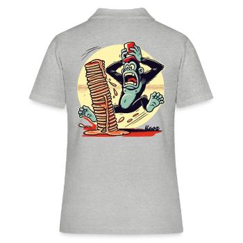 Singe crêpe – le chaos avec du sirop - Polo Femme - gris chiné - Dos - Ailine (174cm)
