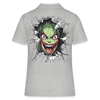 Un monstre effrayant traverse le mur - Polo Femme - gris chiné - Dos - Ailine (174cm)