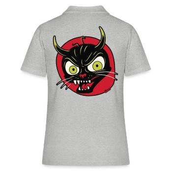 Grimace diabolique d’un chat diabolique - Polo Femme - gris chiné - Dos - Ailine (174cm)