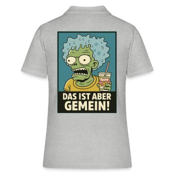 Zombie mit Slush – Das ist aber gemein! - Frauen Polo Shirt - Grau meliert - Hinten - Ailine (174cm)