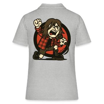 Grunge Rocker mit Flanell und Wut am Mikrofon - Frauen Polo Shirt - Grau meliert - Hinten - Ailine (174cm)