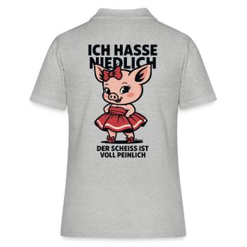 Ich hasse niedlich – Schwein im Kleid - Frauen Polo Shirt - Grau meliert - Hinten - Ailine (174cm)