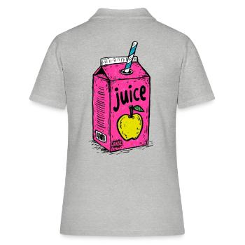 Knalliger Apfelsaft – Eine Packung Pop Art Saft - Frauen Polo Shirt - Grau meliert - Hinten - Ailine (174cm)