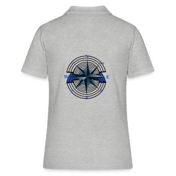 Windrose Compass Nautique Maritime Nautique Ahoi - Polo Femme - gris chiné - Dos - Ailine (174cm)