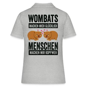 Wombat Wombatzüchter Beuteltier Geschenk - Frauen Polo Shirt - Grau meliert - Hinten - Ailine (174cm)