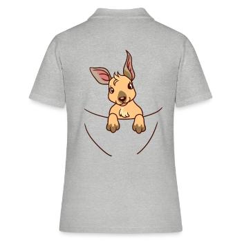 Känguru Schwangerschaft Baby Schwanger Geburt Wild - Frauen Polo Shirt - Grau meliert - Hinten - Ailine (174cm)