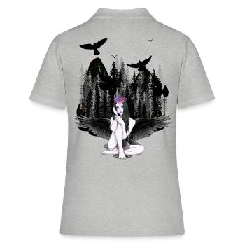 Fantasy Horror Halloween Vampir Engel Dark - Frauen Polo Shirt - Grau meliert - Hinten - Ailine (174cm)