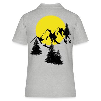 Mountains Moon Peak Spruce Conifer Firs Natural - Women's Polo Shirt - heather grey - Back - Ailine (174cm)