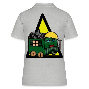 Bauen Baustelle Bauwagen Bauherr Gewerbe - Frauen Polo Shirt - Grau meliert - Hinten - Ailine (174cm)