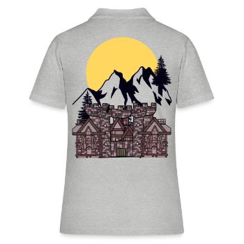 Moyen Âge Château Forteresse Chevalier Moon Montagnes Montagne - Polo Femme - gris chiné - Dos - Ailine (174cm)