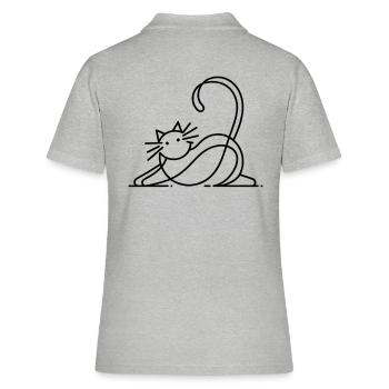 Katze Katzen Haustier Haustiere Kätzchen Retro - Frauen Polo Shirt - Grau meliert - Hinten - Ailine (174cm)