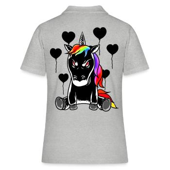 Halloween Einhorn böse schlecht Fabelwesen Horror - Frauen Polo Shirt - Grau meliert - Hinten - Ailine (174cm)