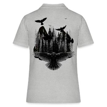Fantaisie Dark Wildlife Birds Nature Wilderness - Polo Femme - gris chiné - Dos - Ailine (174cm)