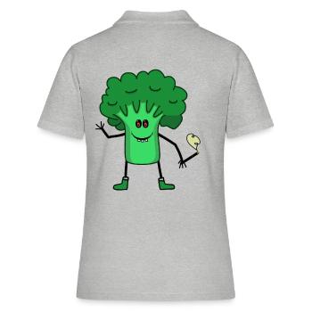 Brocoli Légumes Ados Fumer Joint Canabis - Polo Femme - gris chiné - Dos - Ailine (174cm)
