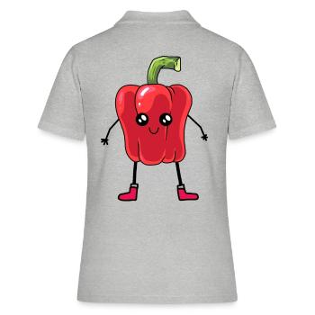 Paprika Schote Gemüse Speise Vegetarisch - Frauen Polo Shirt - Grau meliert - Hinten - Ailine (174cm)