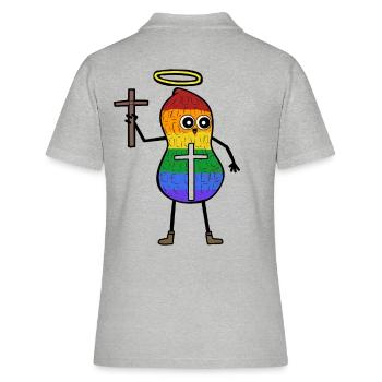 LGBT cacahuète amour église religion droits de l'homme - Polo Femme - gris chiné - Dos - Ailine (174cm)