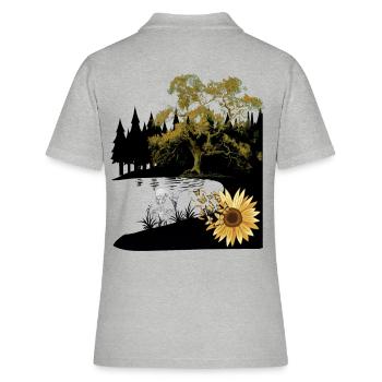 Tod Ende Reinkarnation Jenseits Natur Trauer - Frauen Polo Shirt - Grau meliert - Hinten - Ailine (174cm)