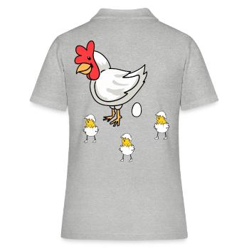 Poule de Pâques poussin bébé oeufs coquille d’oeuf volaille - Polo Femme - gris chiné - Dos - Ailine (174cm)