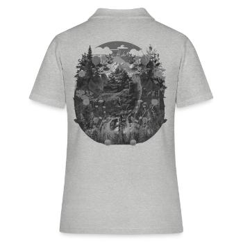 Vintage Hirsch Retro 80er Wild Rotwild Finnland - Frauen Polo Shirt - Grau meliert - Hinten - Ailine (174cm)