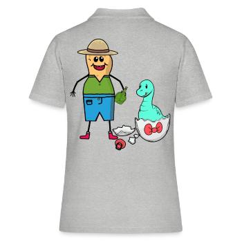 Cacahuète Zookeeper Dino bébé oeuf de naissance - Polo Femme - gris chiné - Dos - Ailine (174cm)
