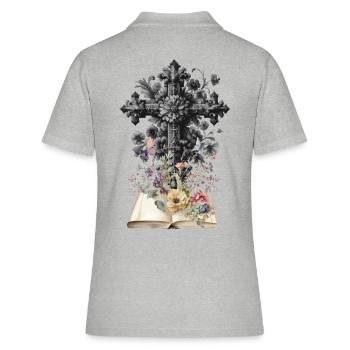 Kreuz Kreuze Blumen Beerdigung Kruzifix Tod - Frauen Polo Shirt - Grau meliert - Hinten - Ailine (174cm)