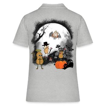 Erdnüsse Erdnuss Halloween Mitternacht - Frauen Polo Shirt - Grau meliert - Hinten - Ailine (174cm)
