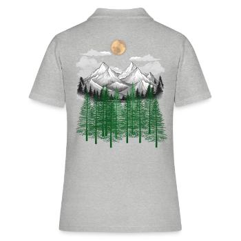 Gebirge Wald Natur Berge Fichten Baum - Frauen Polo Shirt - Grau meliert - Hinten - Ailine (174cm)