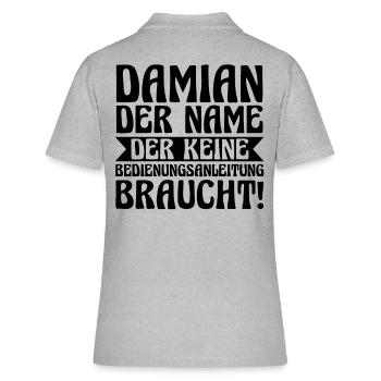 Vorname Damian - Frauen Polo Shirt - Grau meliert - Hinten - Ailine (174cm)