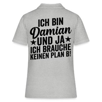 Vorname Damian - Frauen Polo Shirt - Grau meliert - Hinten - Ailine (174cm)