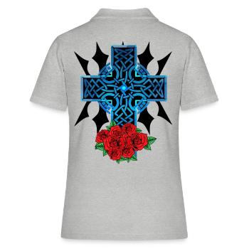 Halloween Kreuz Kreuze Kruzifix Rosen Tod Jenseits - Frauen Polo Shirt - Grau meliert - Hinten - Ailine (174cm)