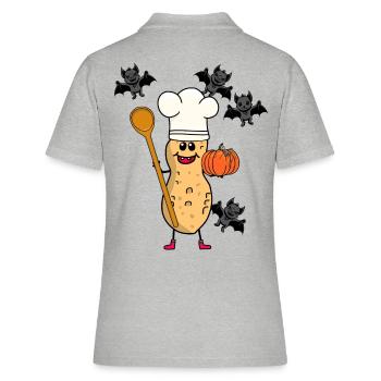 Cacahuètes Cacahuètes Cuisine Chefs Cuisine d’Halloween - Polo Femme - gris chiné - Dos - Ailine (174cm)