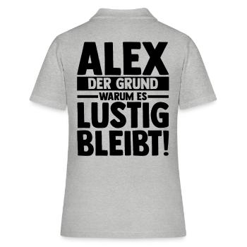 Alexander Alexandra Alexa Alex - Frauen Polo Shirt - Grau meliert - Hinten - Ailine (174cm)