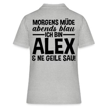Alexander Alexandra Alexa Alex - Frauen Polo Shirt - Grau meliert - Hinten - Ailine (174cm)