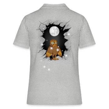 Hibou hibou hibou lune - Polo Femme - gris chiné - Dos - Ailine (174cm)