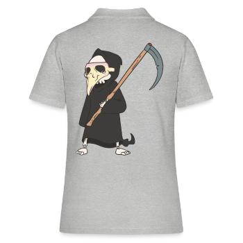 Halloween Médiéval Peste Faucheuse - Polo Femme - gris chiné - Dos - Ailine (174cm)
