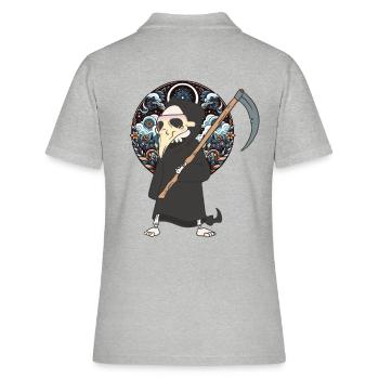 Halloween Sensenmann Tod Mittelalter - Frauen Polo Shirt - Grau meliert - Hinten - Ailine (174cm)