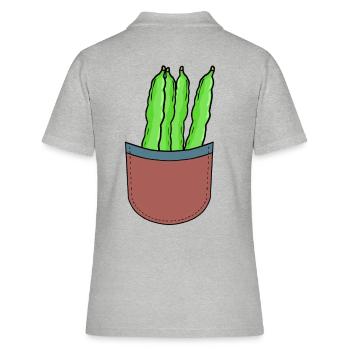 grüne Bohnen Hobbygärtner Garten gärtnern Bohne - Frauen Polo Shirt - Grau meliert - Hinten - Ailine (174cm)