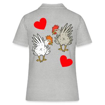 Poulet, poulets, volaille - Polo Femme - gris chiné - Dos - Ailine (174cm)