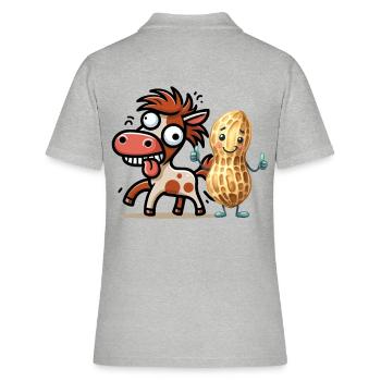 verrücktes lustiges Pferd Erdnuss Pferde Nuss - Frauen Polo Shirt - Grau meliert - Hinten - Ailine (174cm)