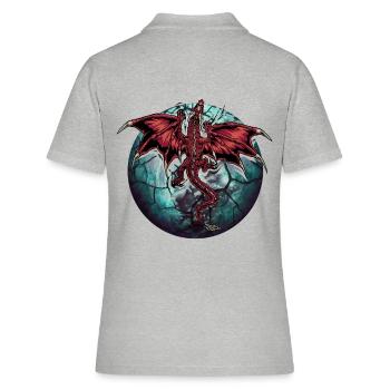 Drache Drachen Planet Planeten - Frauen Polo Shirt - Grau meliert - Hinten - Ailine (174cm)