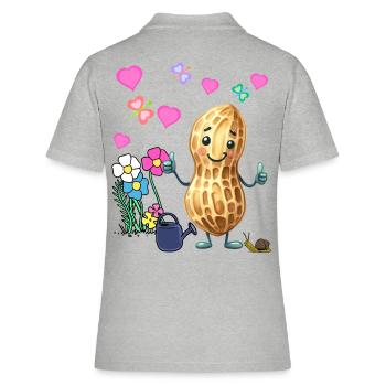 Cacahuète Printemps Jardin Fleurs Enfants - Polo Femme - gris chiné - Dos - Ailine (174cm)